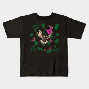 Green and pink pigeon illustration Kids T-Shirt